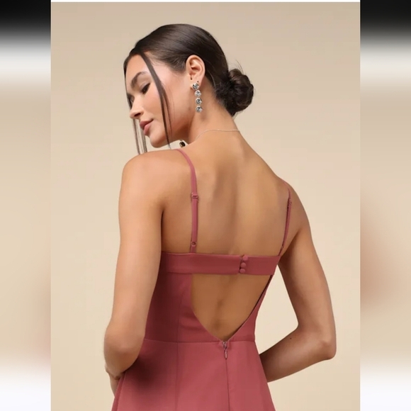 Lulus Stunning Grace Rusty Rose Cutout A-Line Maxi Dress Womens Size Small New - Picture 3 of 13